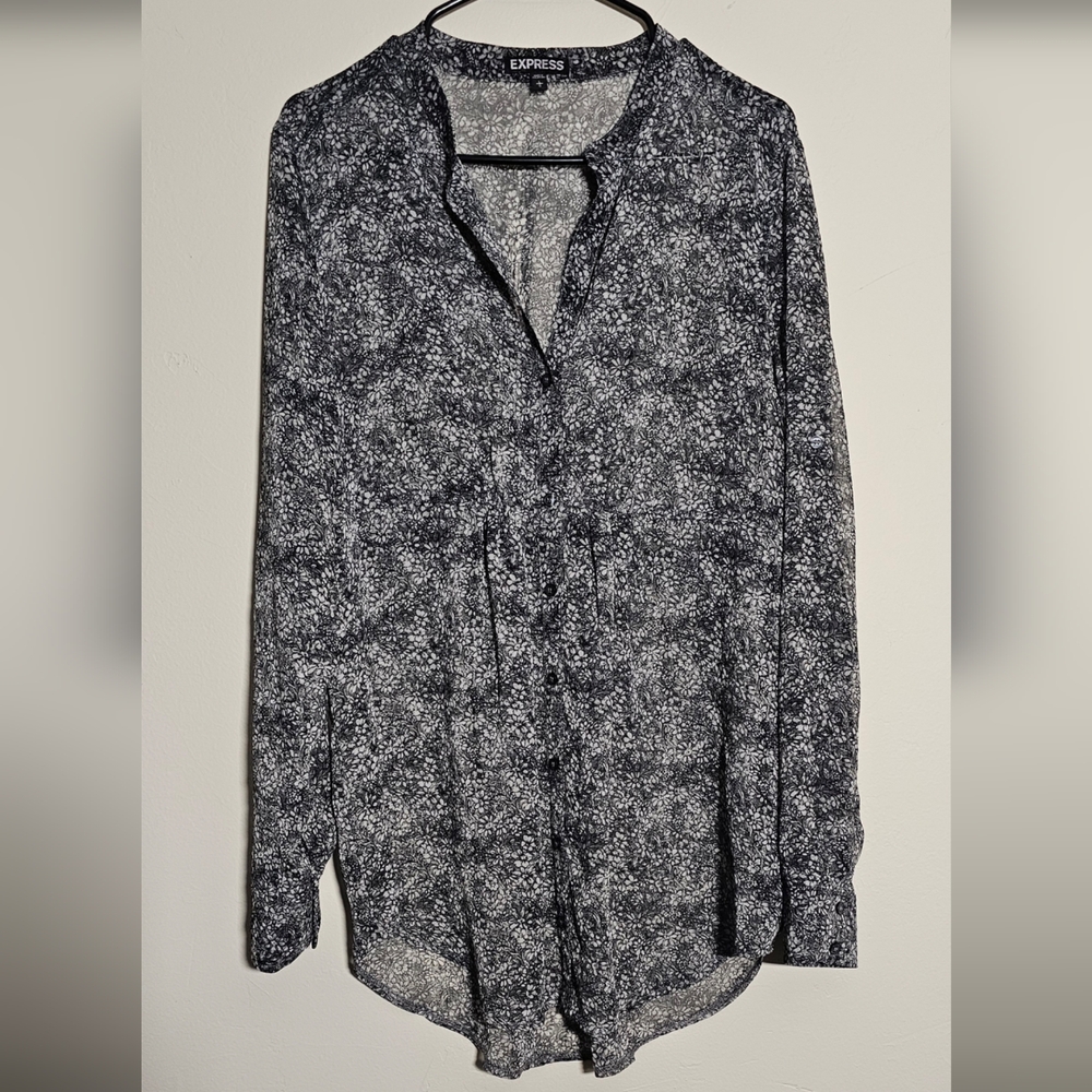 Express Floral Print Shirt - Work Office Wear Size L